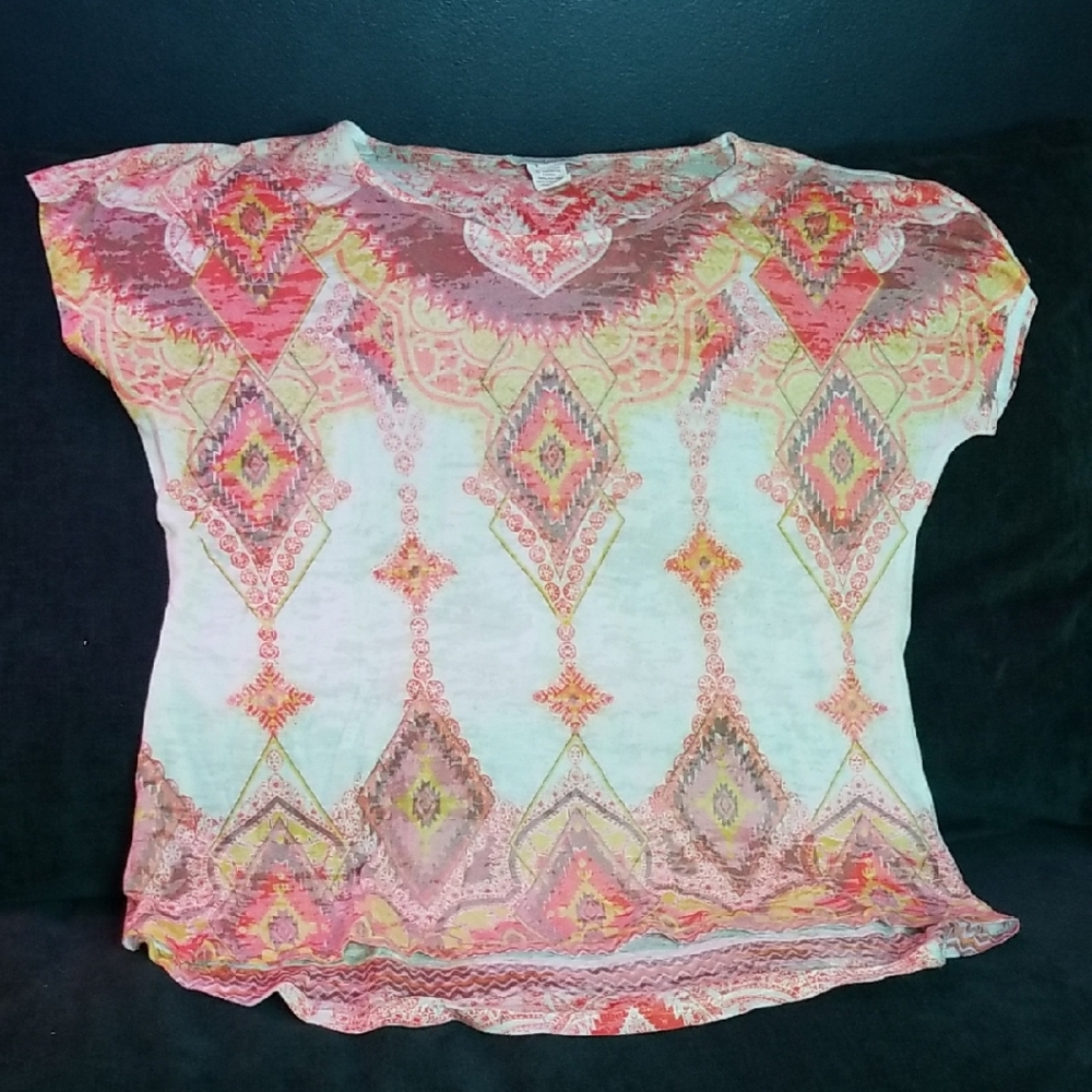 Sundance Pink and Orange Geometric Blouse